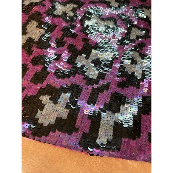 NWT Nicole Miller Collection Sequin Mini Skirt Pink Black Size 0 Retail $290 - Picture 15 of 16